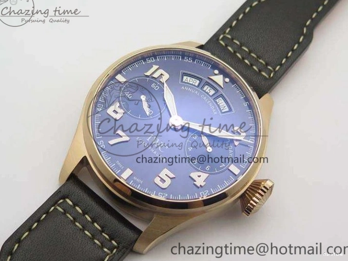 MIROTIME 0302 Big Pilot Real PR IW502701 RG YLF 1:1 Best Edition Blue Dial On Calfskin Strap A Classic 7225